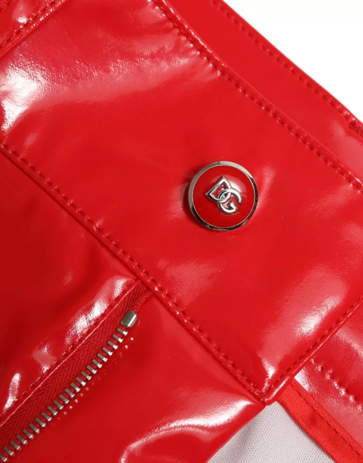 Dolce & Gabbana Red High Waist Skinny Trouser Shiny Pants | Regal Royce