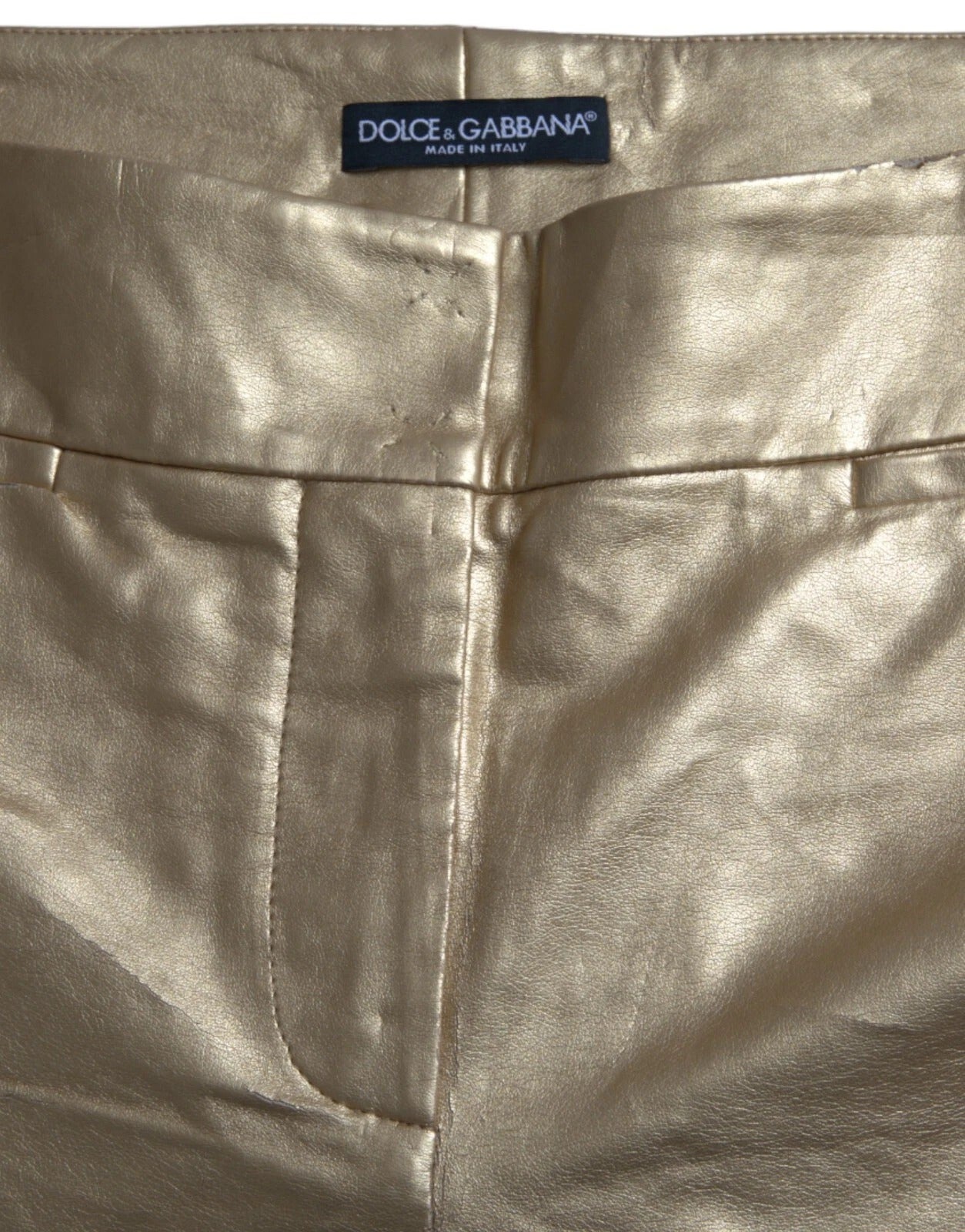 Dolce & Gabbana Gold High Waist Skinny Women Metallic Pants | Regal Royce