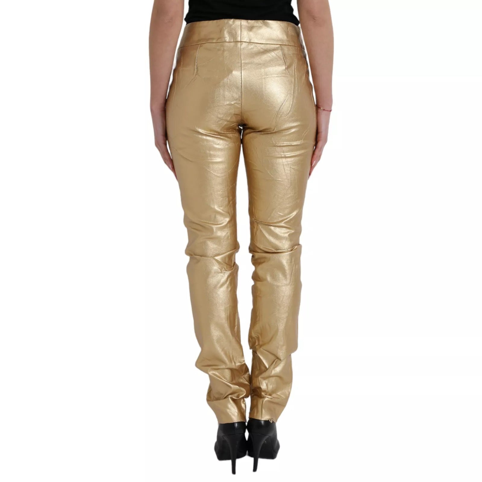 Dolce & Gabbana Gold High Waist Skinny Women Metallic Pants | Regal Royce