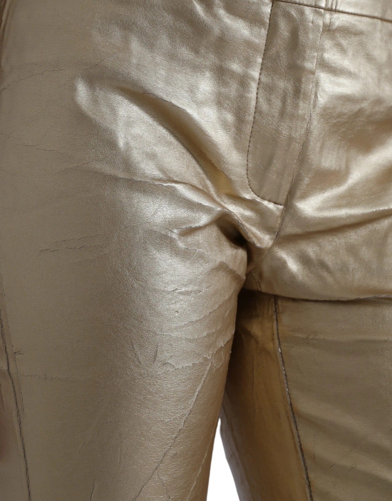 Dolce & Gabbana Gold High Waist Skinny Women Metallic Pants | Regal Royce