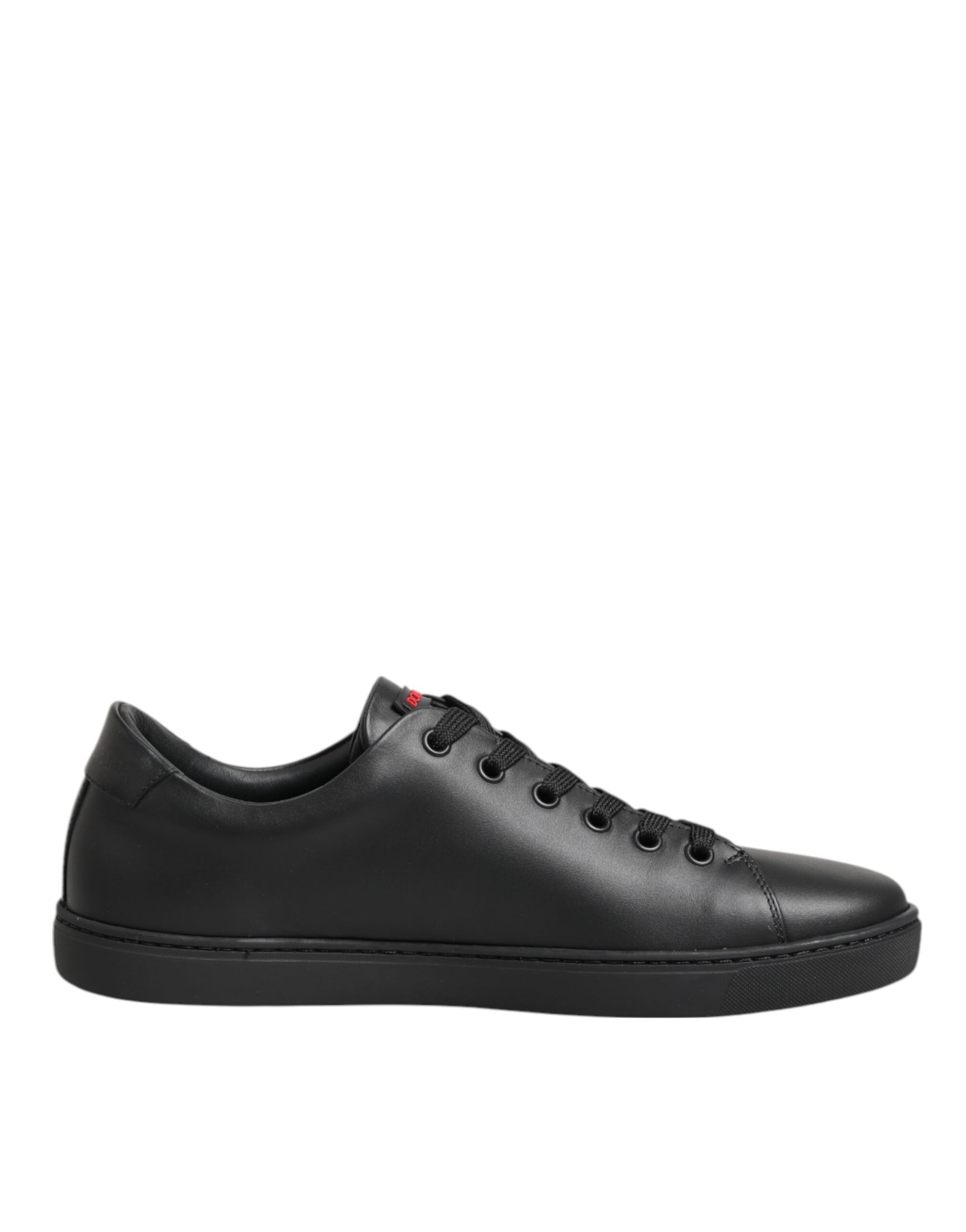 Dolce & Gabbana Black Leather Crystal Heart Low Top Sneakers  Shoes | Regal Royce