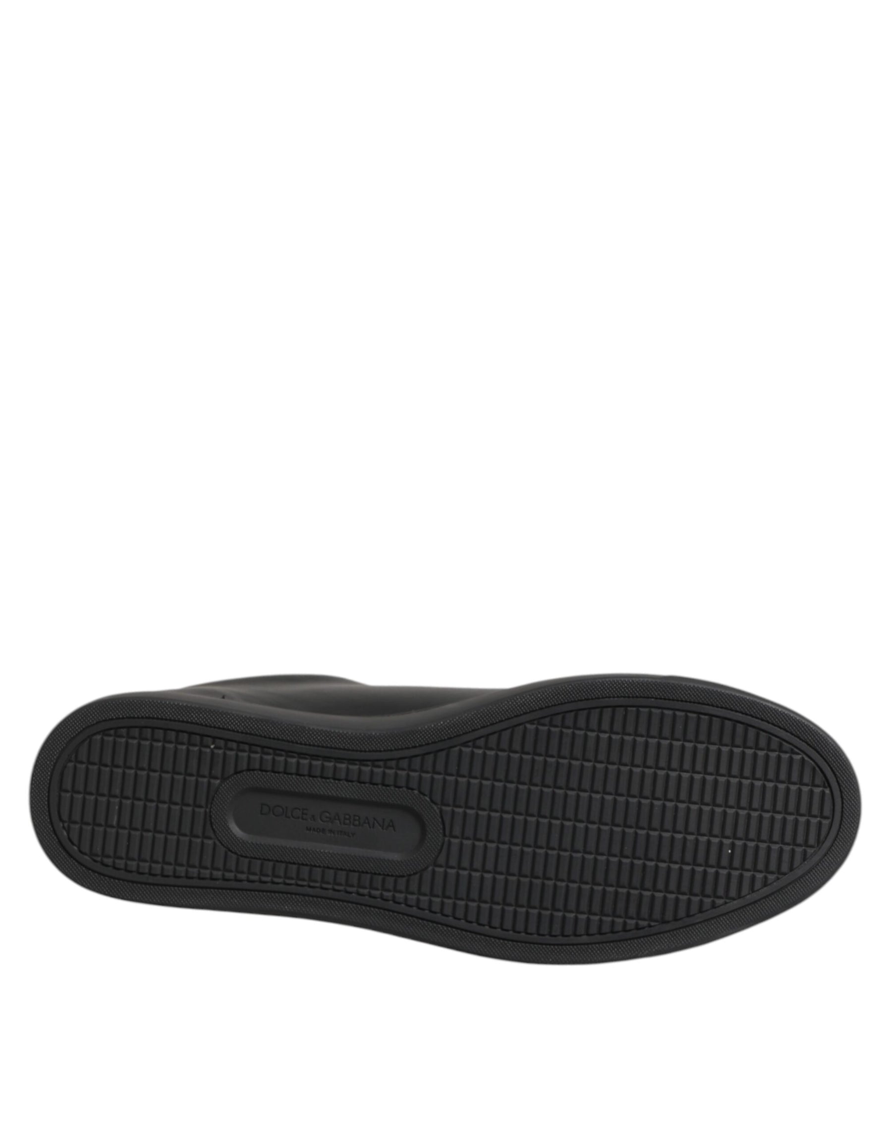 Dolce & Gabbana Black Leather Crystal Heart Low Top Sneakers  Shoes | Regal Royce