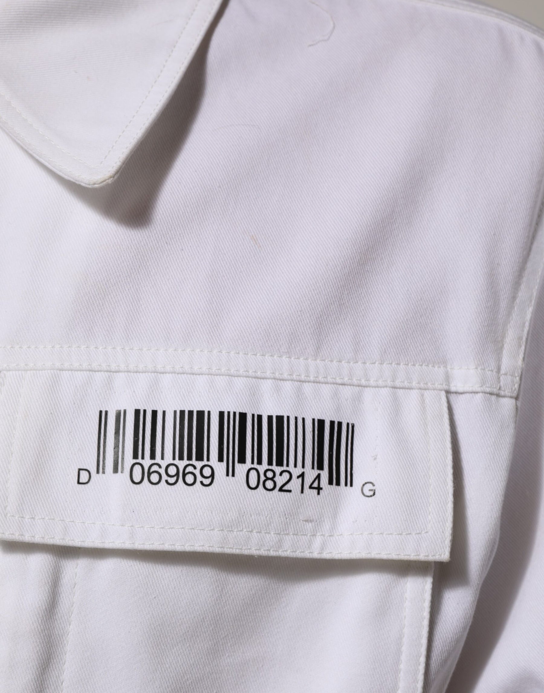 Dolce & Gabbana White Barcode Patch Utility Zip Jumpsuit Pants | Regal Royce