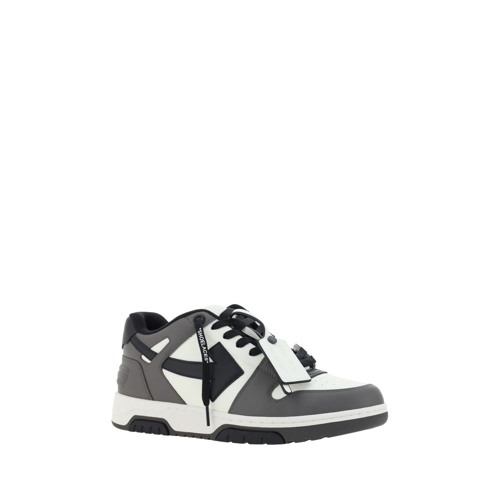 Off-White Gray Calf Leather Bos Taurus Low Top Sneakers