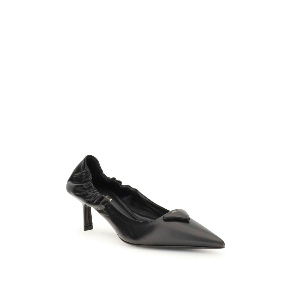 Prada Black Calf Leather Bos Taurus High Heel Pumps | Regal Royce