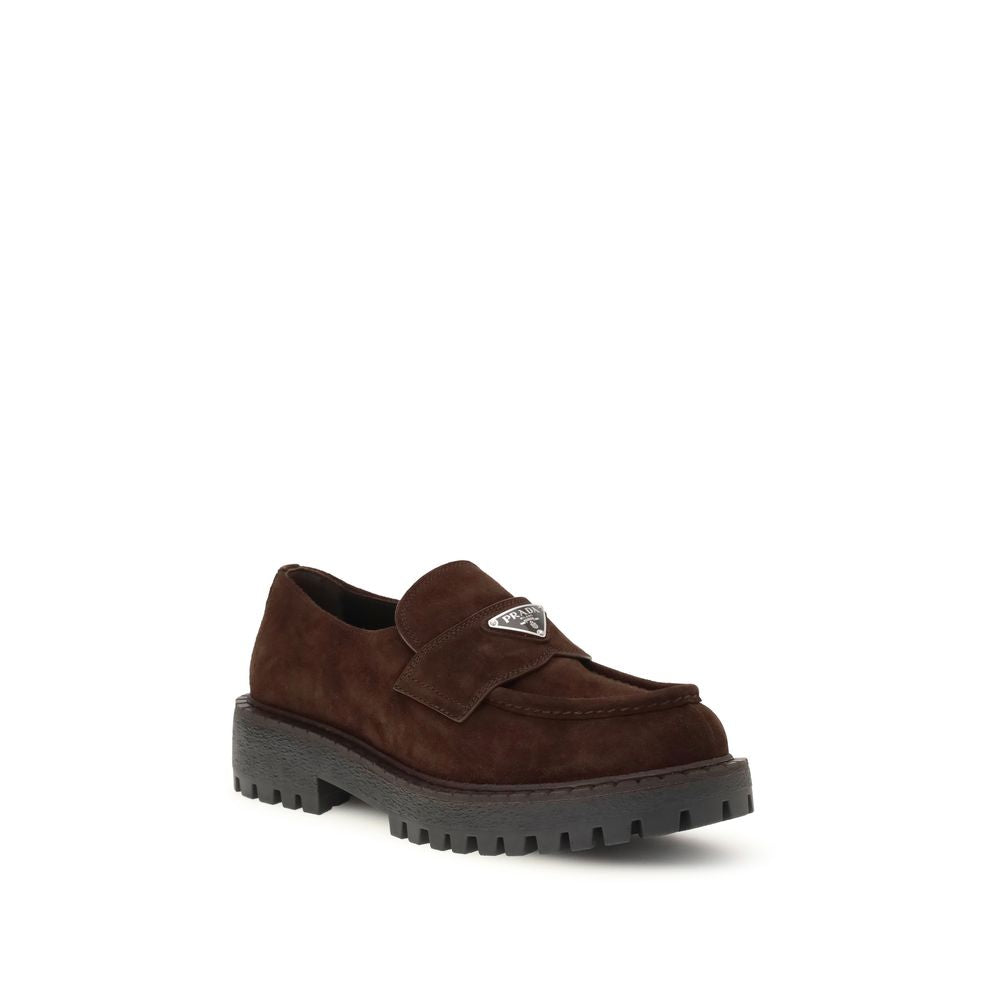 Prada Brown Calf Leather Bos Taurus Slip-On Loafers | Regal Royce