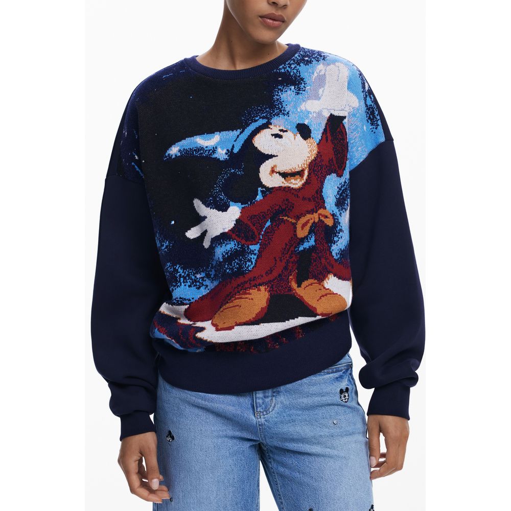 Desigual Blu Cotton Women Sweatshirt | Regal Royce