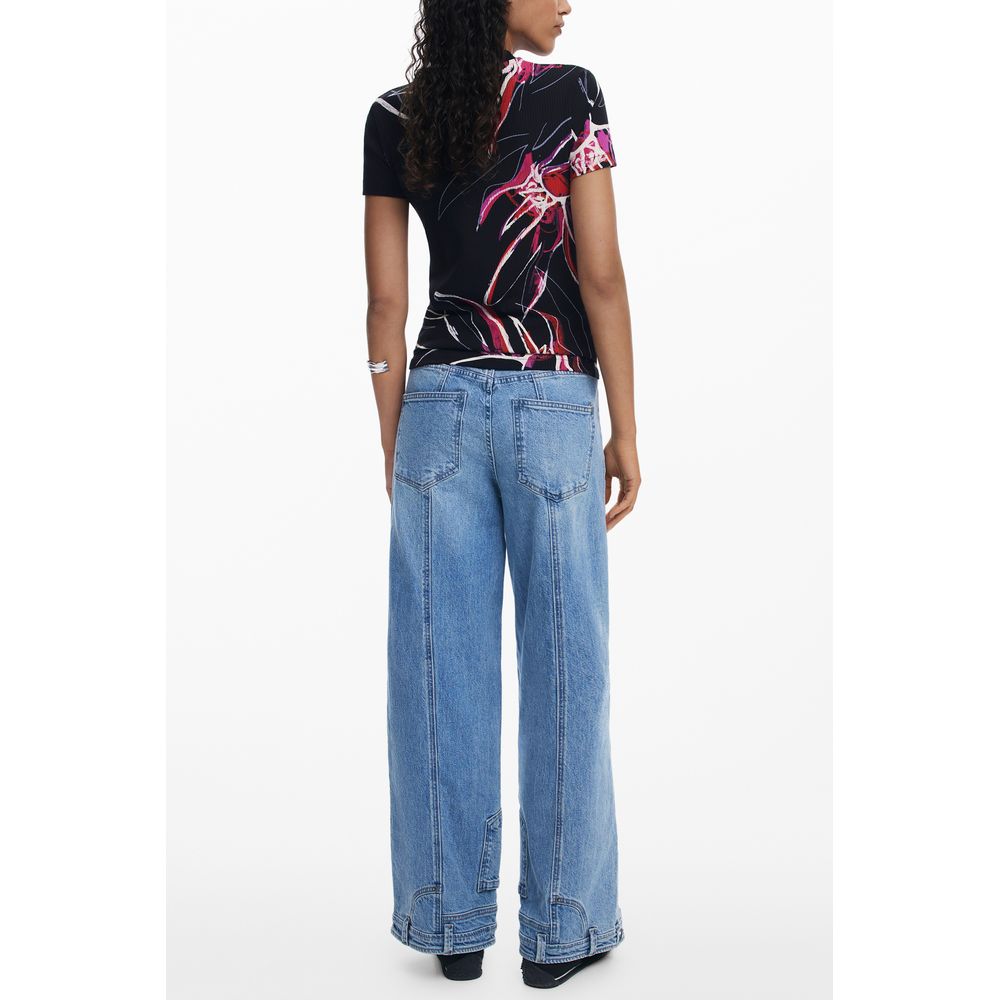 Desigual Nero Viscosa Women T-Shirt | Regal Royce