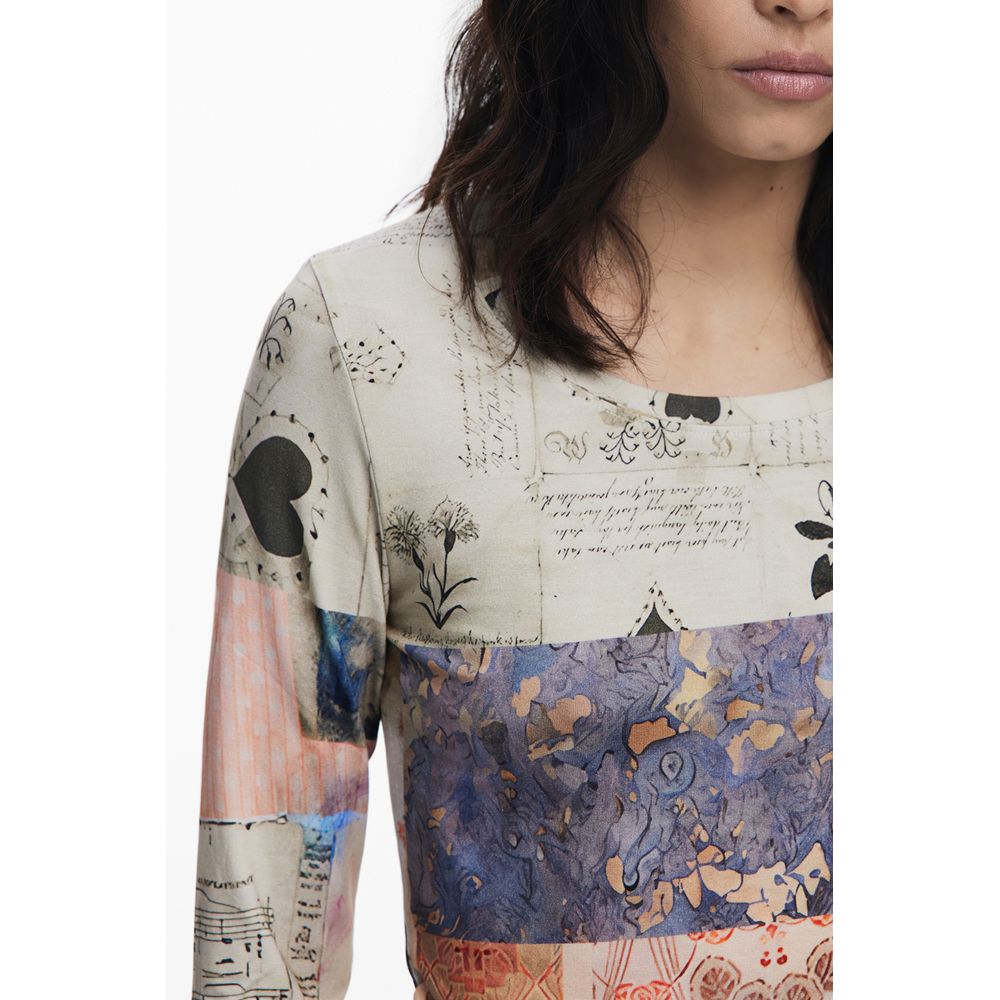 Desigual Beige Viscose Women T-Shirt | Regal Royce