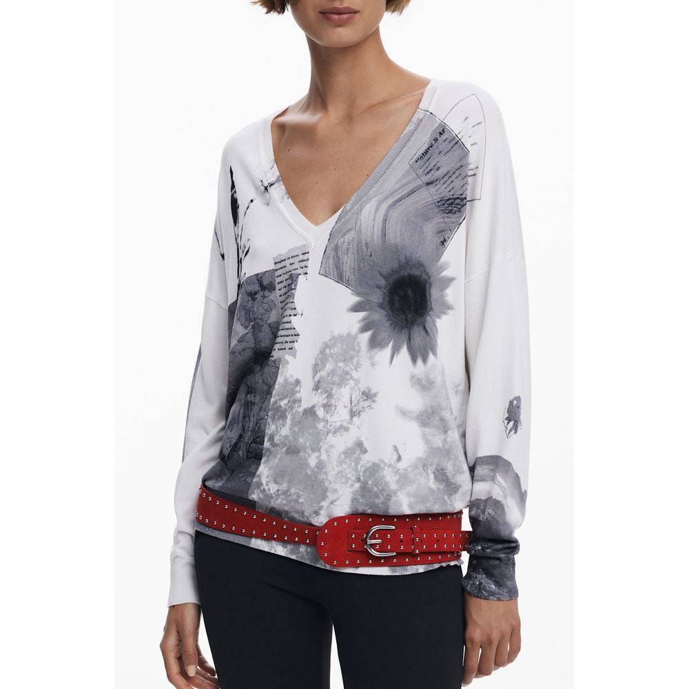 Desigual White Viscose Women Sweater | Regal Royce