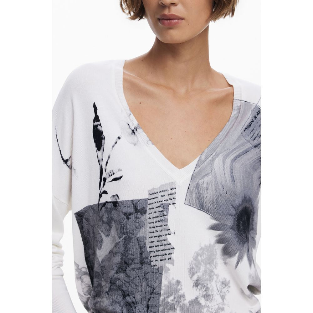 Desigual White Viscose Women Sweater | Regal Royce