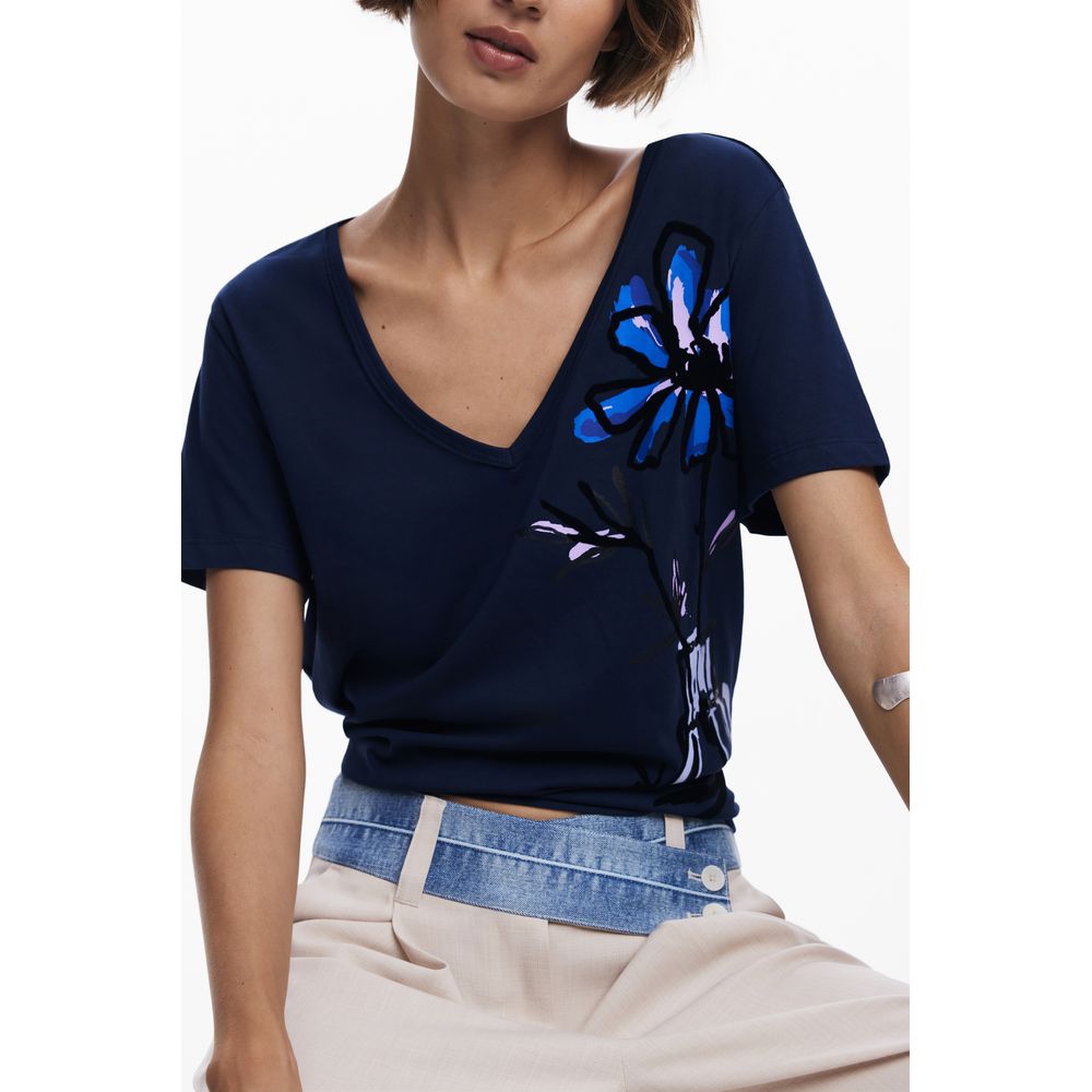 Desigual Blue Cotton Women T-Shirt | Regal Royce
