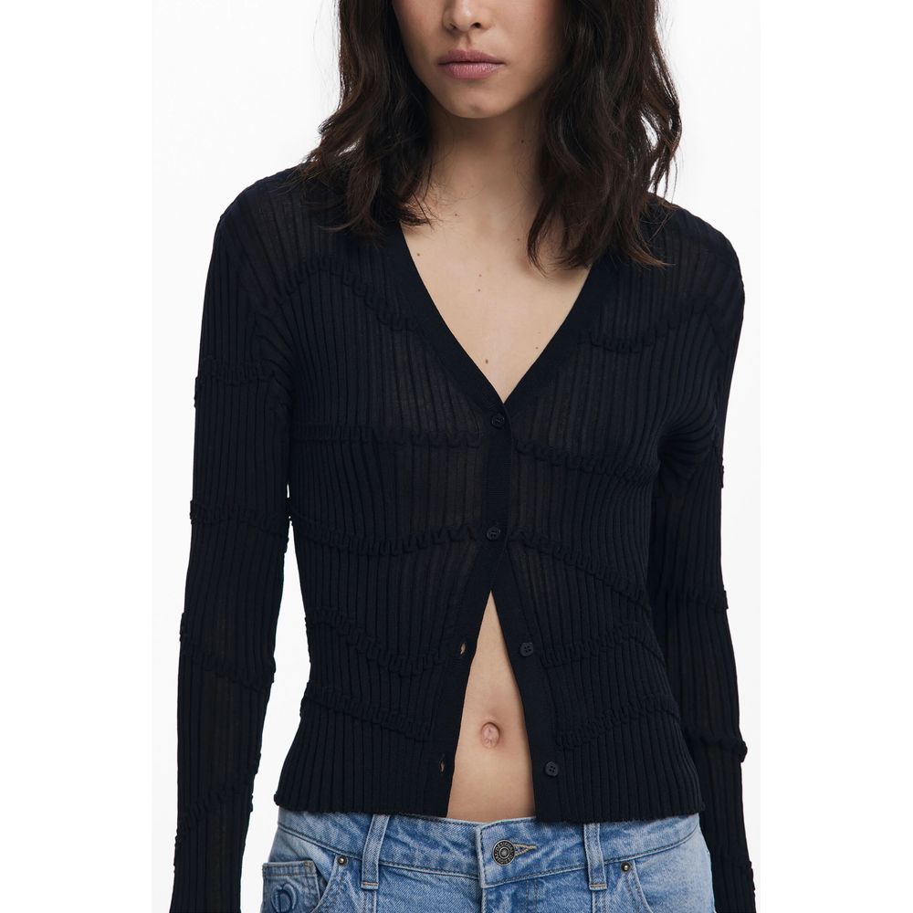 Desigual Black Viscose Women Cardigan | Regal Royce