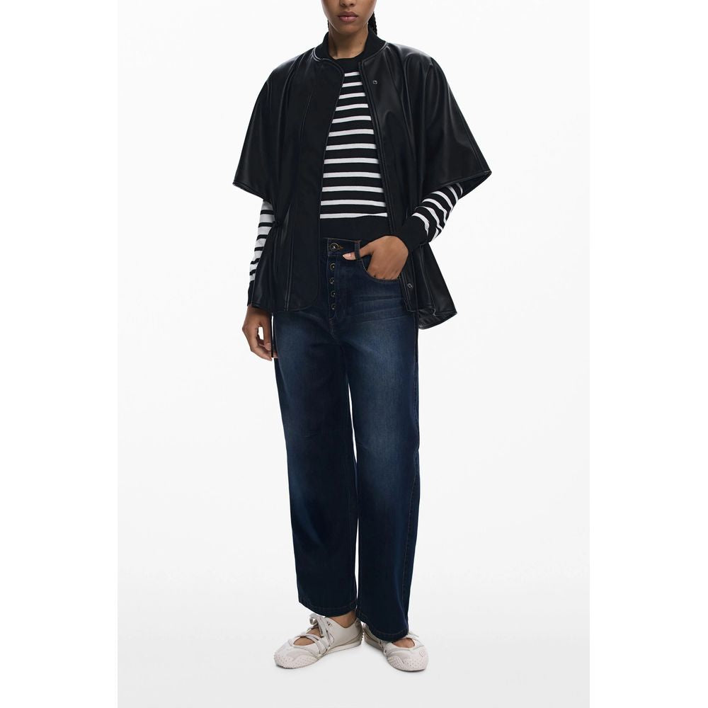 Desigual Black Polyethylene Women Poncho | Regal Royce