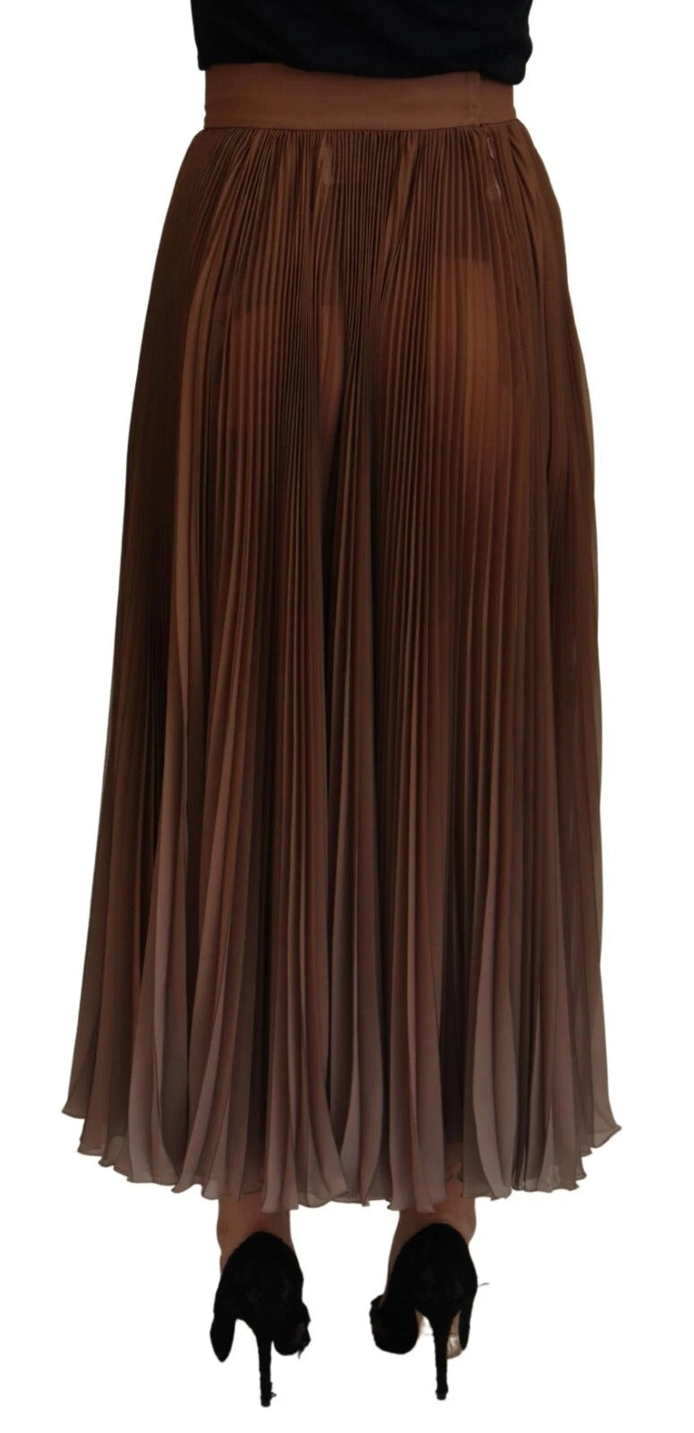 Dolce & Gabbana Beige Longuette Plisse Chiffon Midi Skirt | Regal Royce