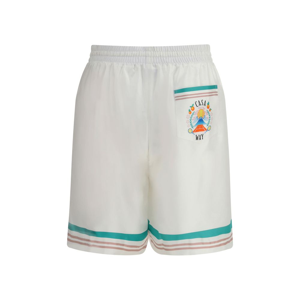 Casablanca White Silk Bermuda Shorts | Regal Royce
