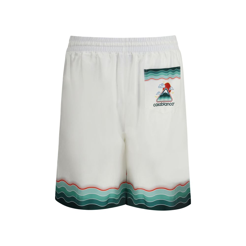 Casablanca White Silk Bermuda Shorts | Regal Royce