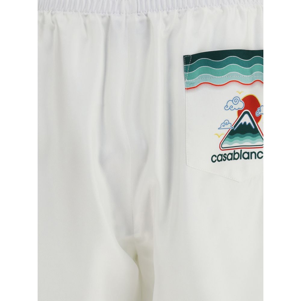 Casablanca White Silk Bermuda Shorts | Regal Royce