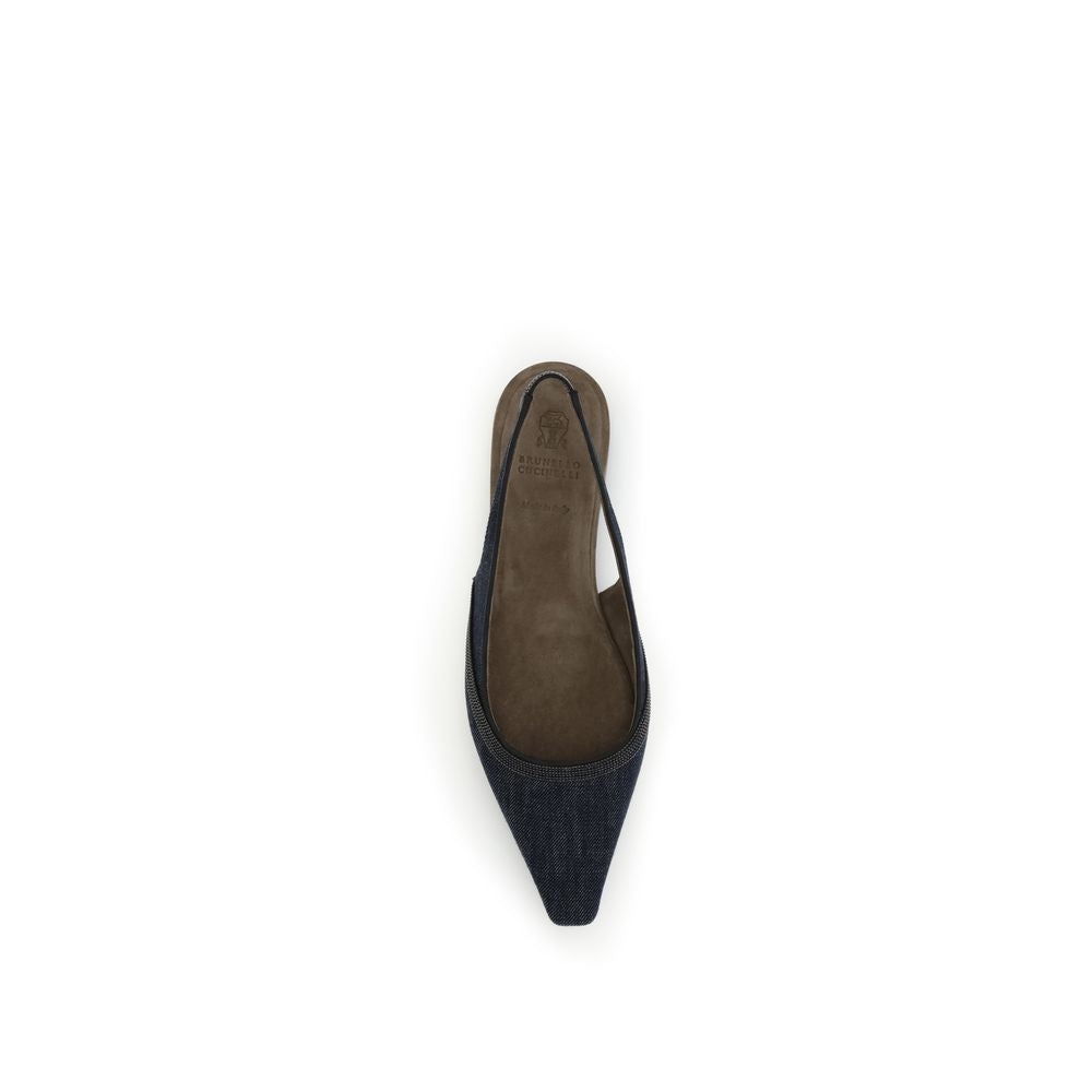 Brunello Cucinelli Blue Cotton Ballet Flats | Regal Royce