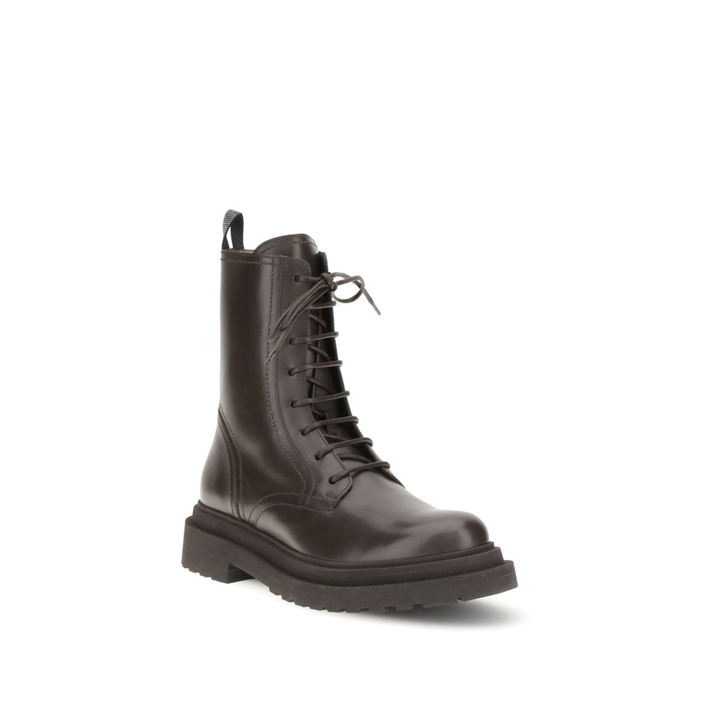 Brunello Cucinelli Brown Leather Lace-Up Boots | Regal Royce