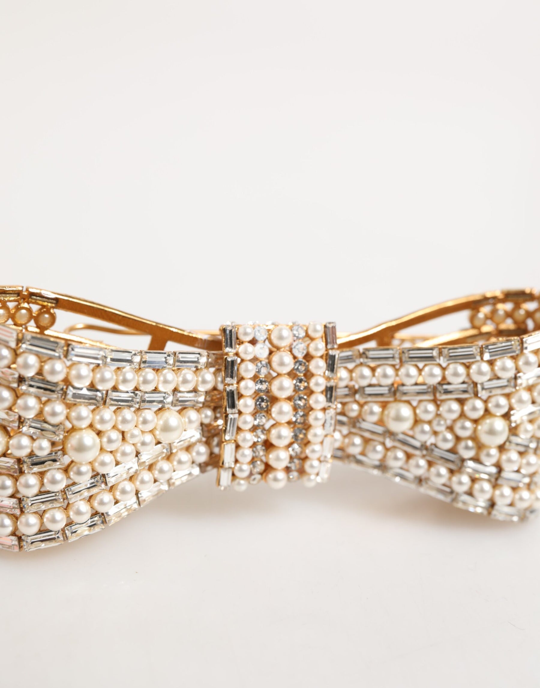 Dolce & Gabbana Gold Brass Glas Crystal Faux Pearl Embellished Brooch | Regal Royce