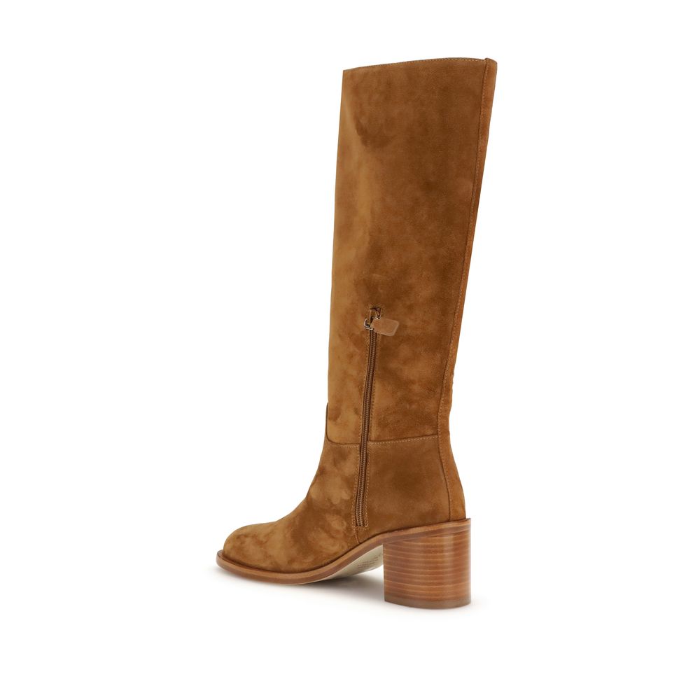 Stuart Weitzman Brown Calf Leather Bos Taurus High Heel Boots | Regal Royce