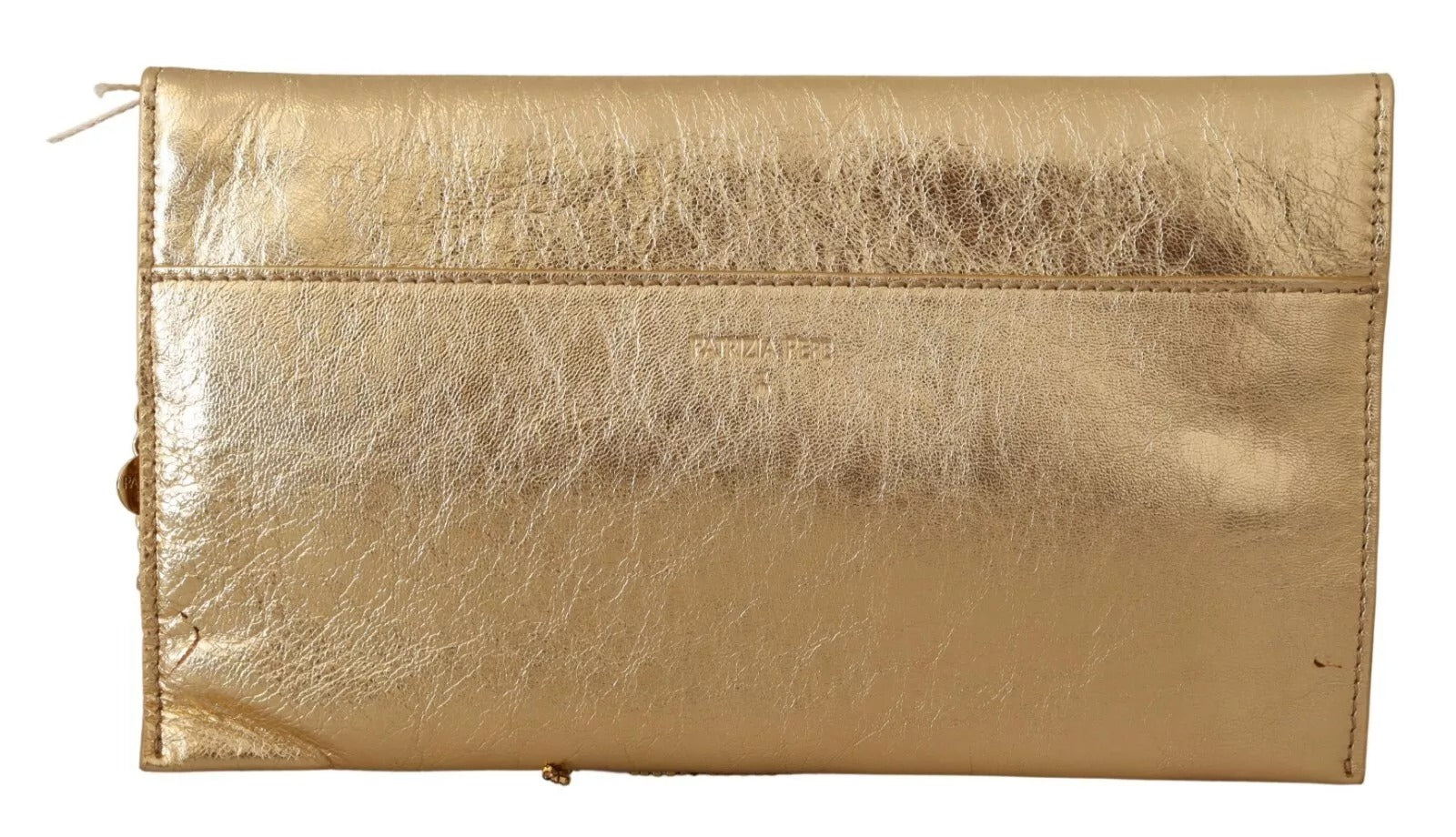 Patrizia Pepe Gold Leather Embellished Shoulder Strap Bag | Regal Royce
