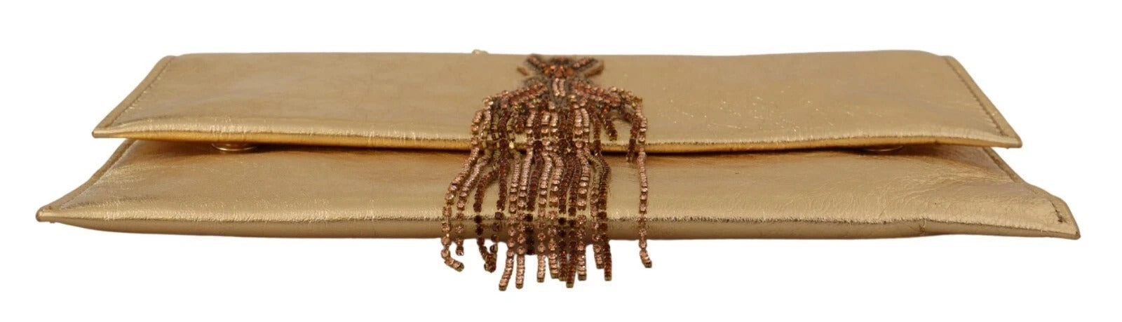 Patrizia Pepe Gold Leather Embellished Shoulder Strap Bag | Regal Royce