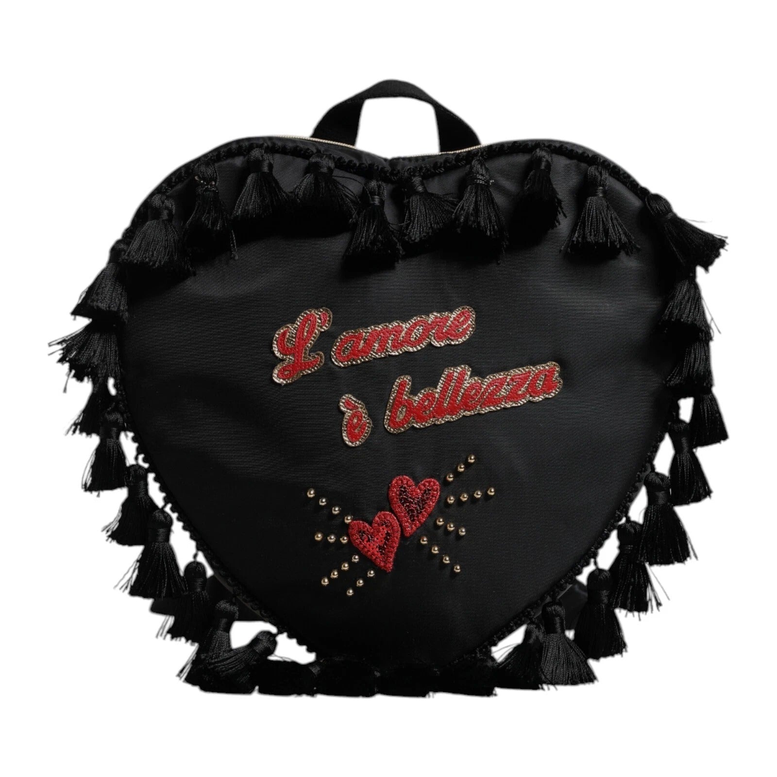 Dolce & Gabbana Black Heart L'Amore Patch Embellished Kids Backpack | Regal Royce