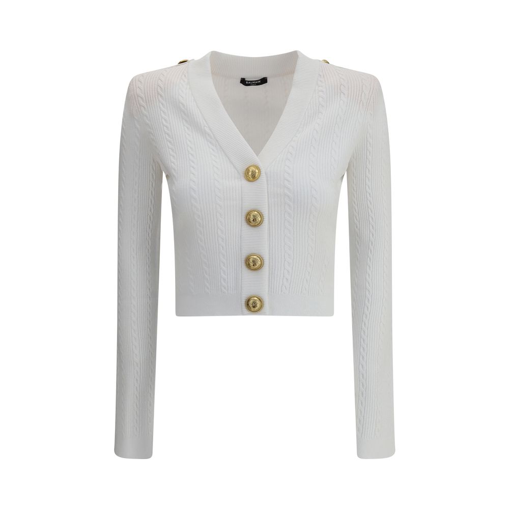 Balmain White Viscose Cardigan | Regal Royce