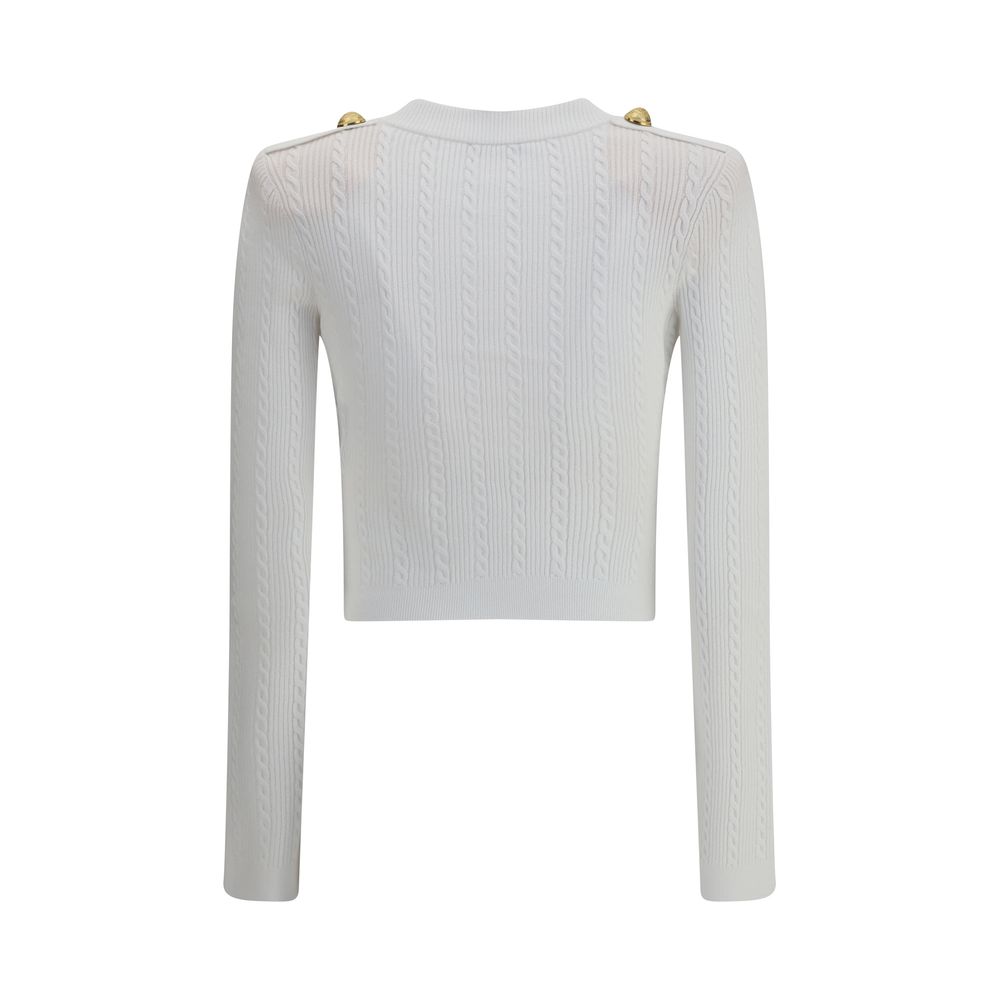 Balmain White Viscose Cardigan | Regal Royce