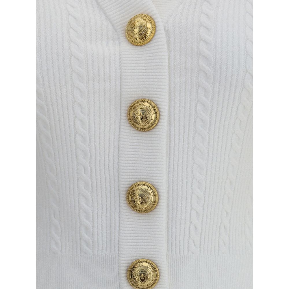 Balmain White Viscose Cardigan | Regal Royce