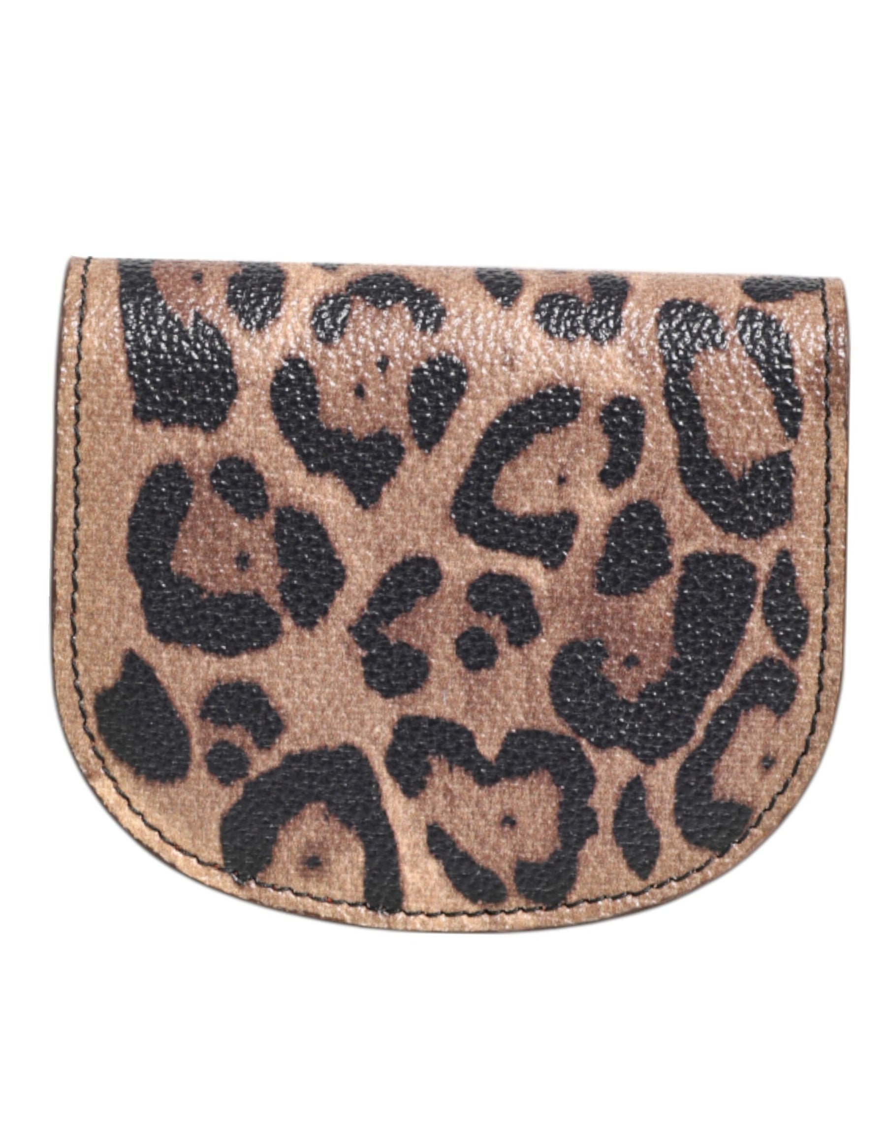 Dolce & Gabbana Brown Black Calf Leather Leopard Print Logo Plaque Wallet | Regal Royce
