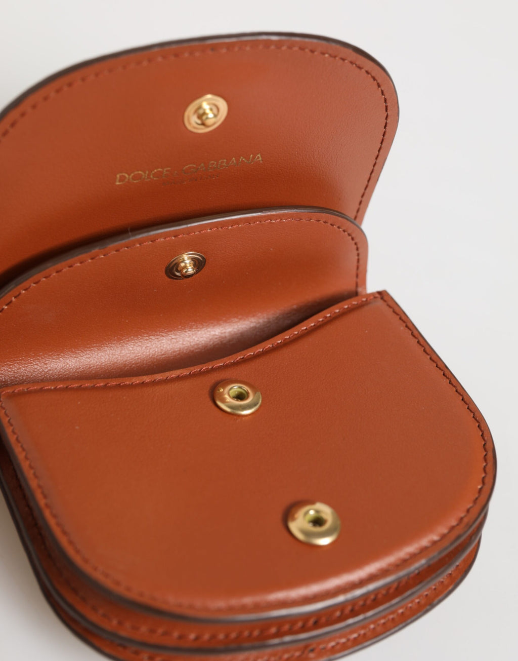 Dolce & Gabbana Brown Black Calf Leather Leopard Print Logo Plaque Wallet