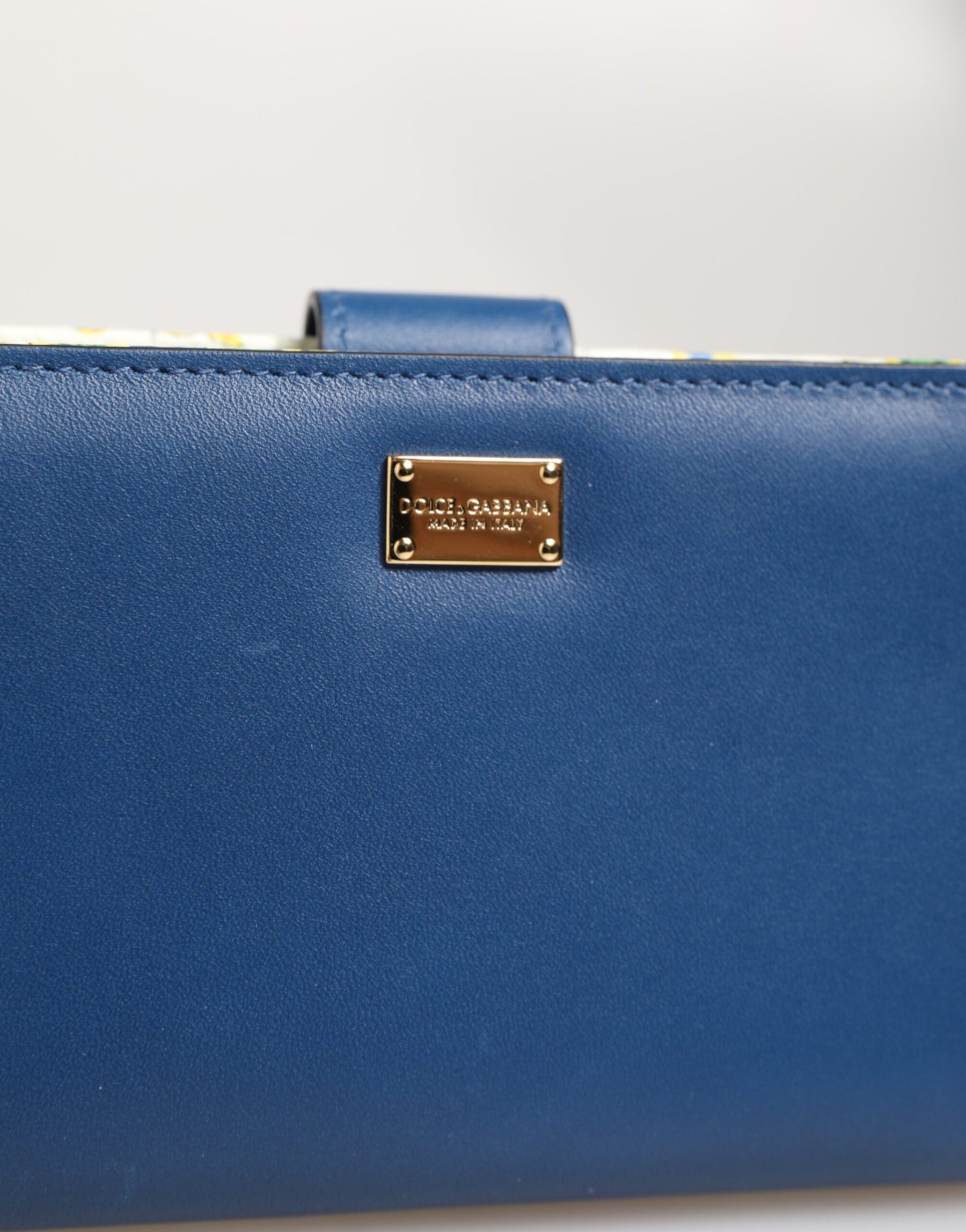 Dolce & Gabbana Blue Leather Continental Tile Print Zip Card Holder Purse Wallet | Regal Royce