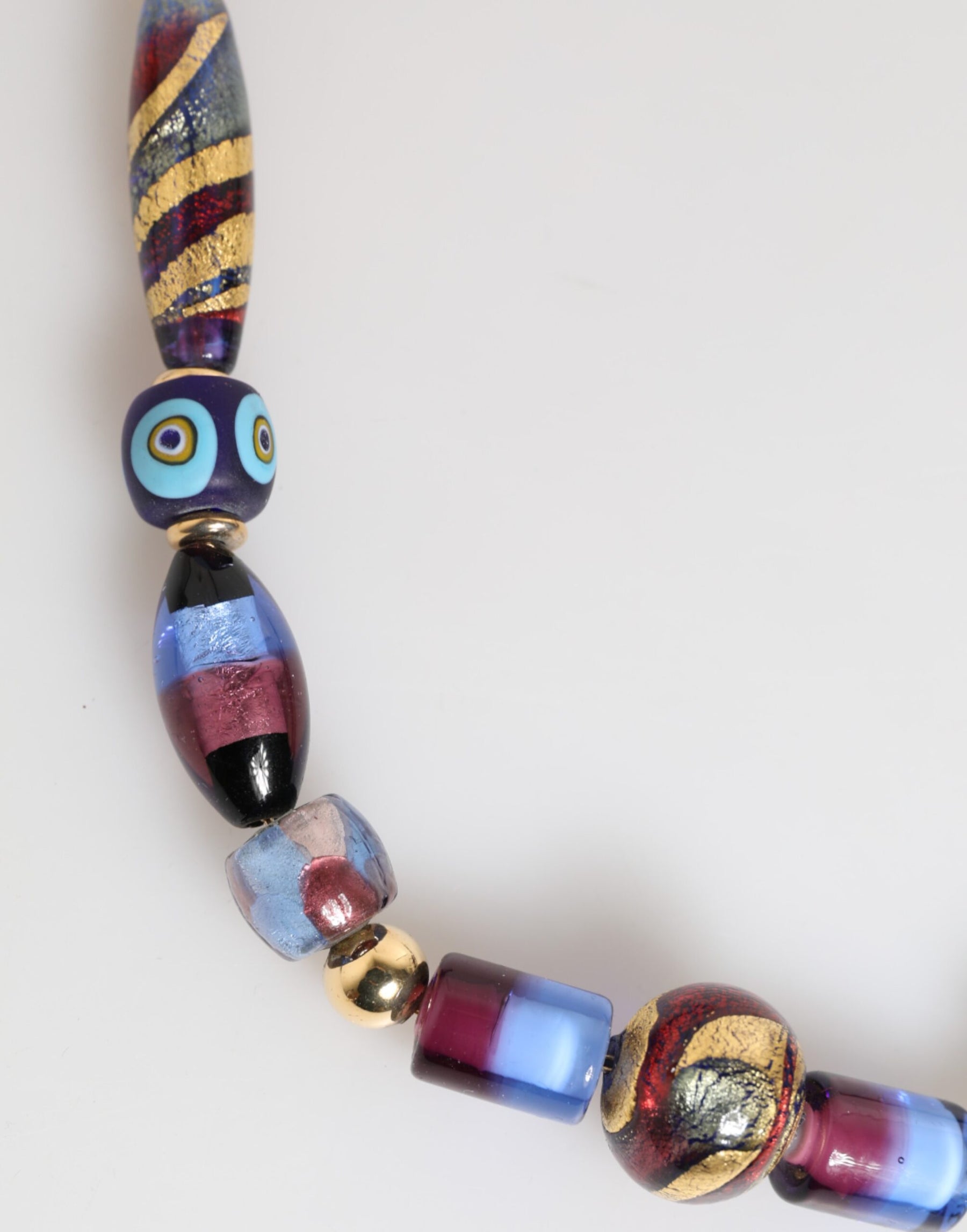 Dolce & Gabbana Multicolor Murano Glass Beads Gold Brass Chain Jewelry Necklace | Regal Royce