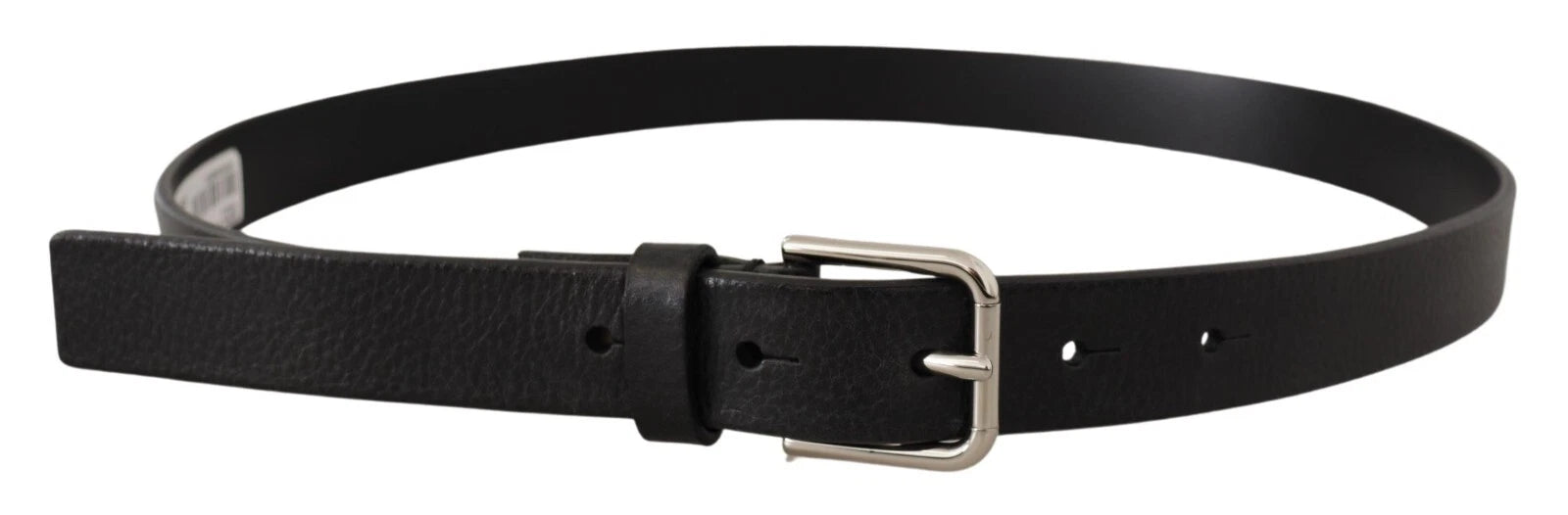 Dolce & Gabbana Calf Leather Silver Tone Black Metal Buckle Belt | Regal Royce