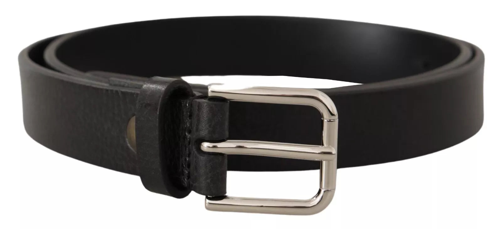Dolce & Gabbana Calf Leather Silver Tone Black Metal Buckle Belt | Regal Royce