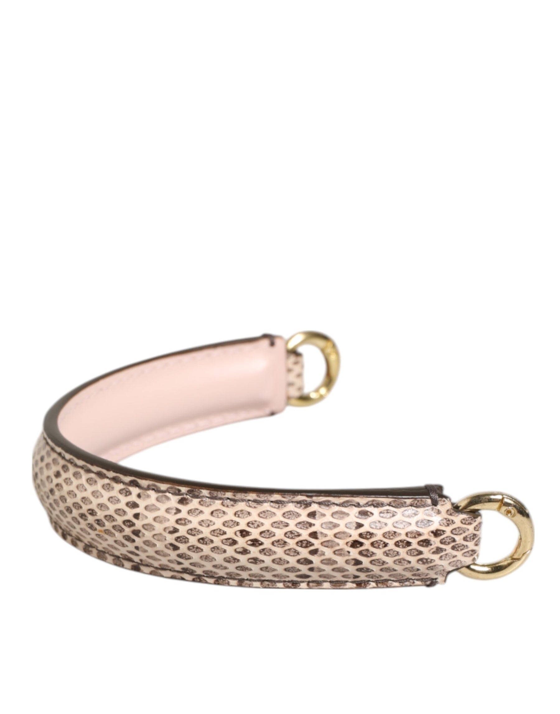 Dolce & Gabbana Beige Brown Snakeskin Leather Gold Ring Shoulder Strap | Regal Royce