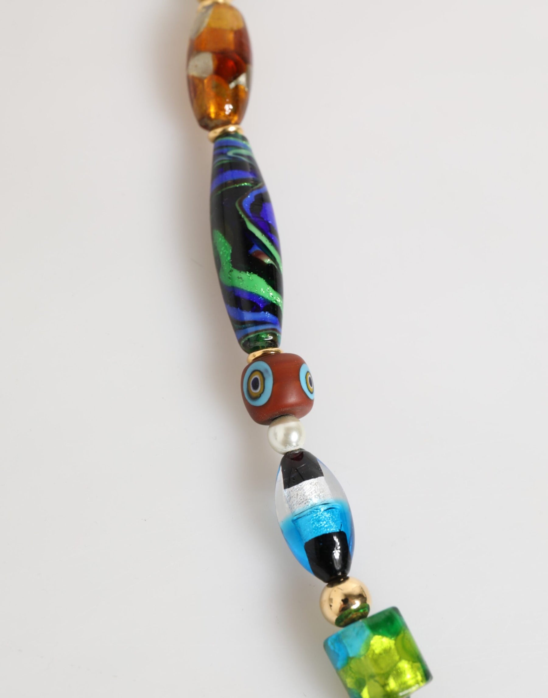 Dolce & Gabbana Multicolor Murano Glass Beads Gold Chain Jewelry Necklace | Regal Royce