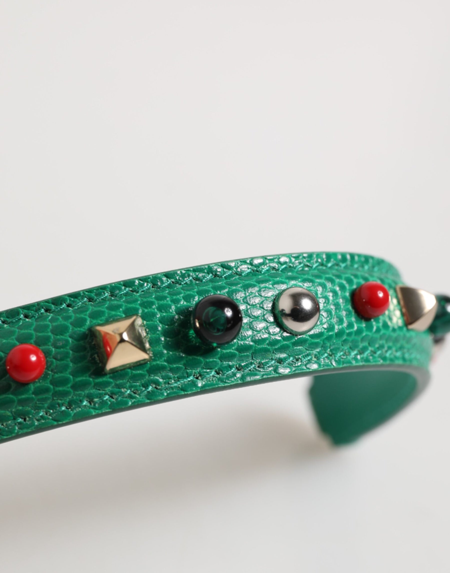 Dolce & Gabbana Green Embellished Leather Bag Handle Women Shoulder Strap | Regal Royce