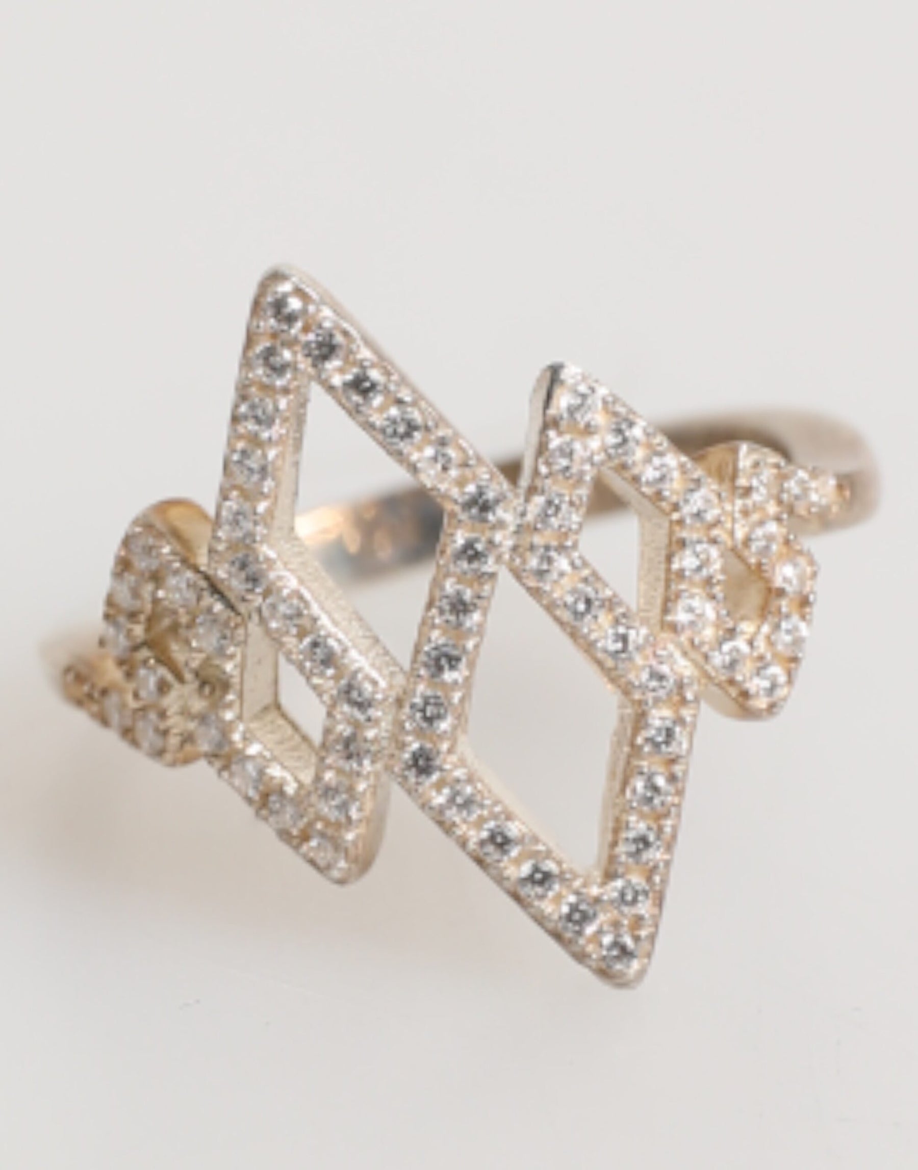 Nialaya Geometric Diamond Shape Pave CZ Crystal Jewelry Ring | Regal Royce