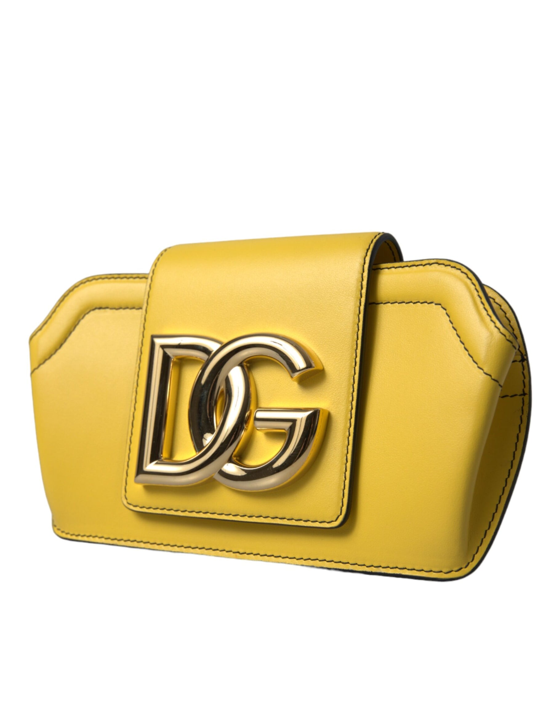 Dolce & Gabbana Yellow Smooth Leather DG Logo Clutch Crossbody Case Bag | Regal Royce