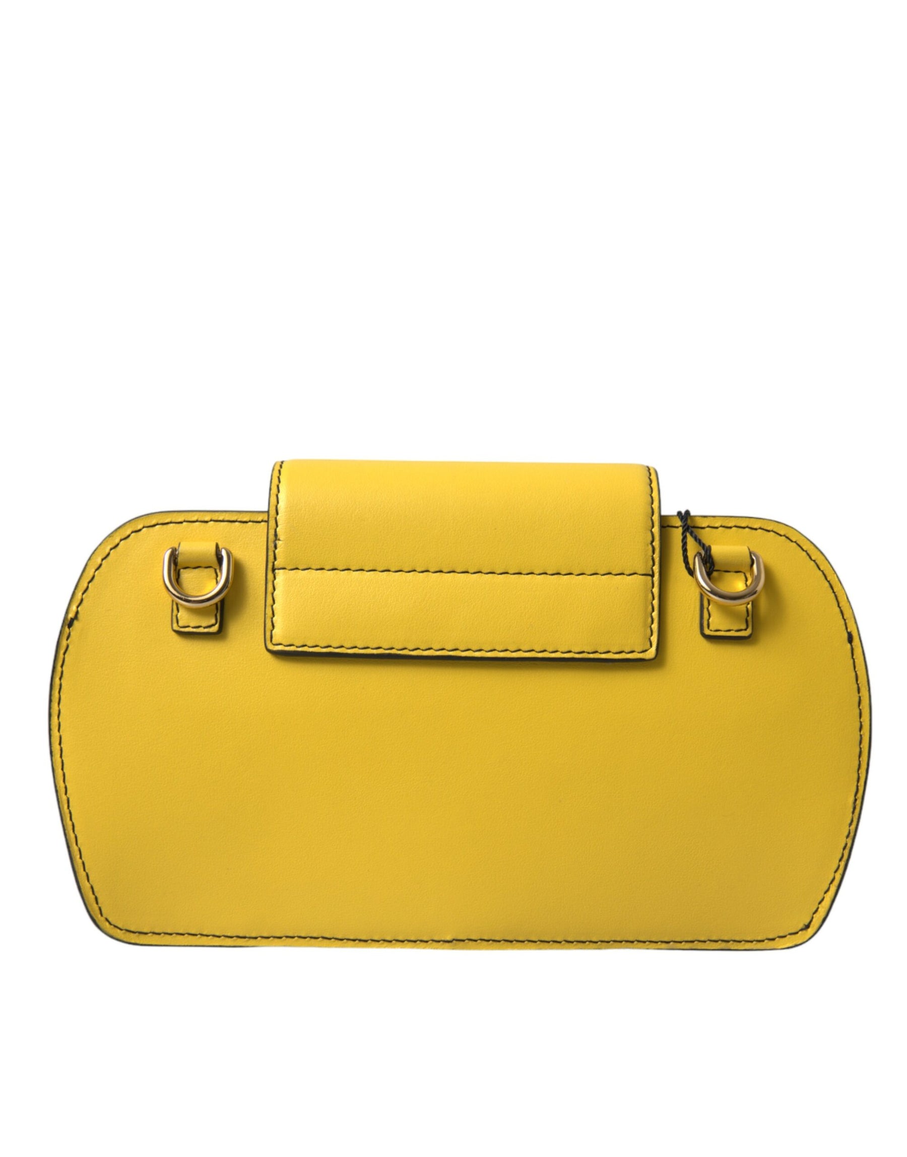Dolce & Gabbana Yellow Smooth Leather DG Logo Clutch Crossbody Case Bag | Regal Royce