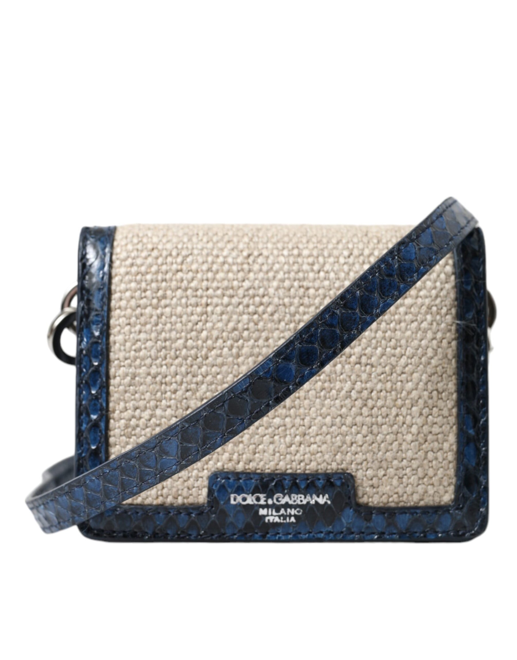 Dolce & Gabbana Beige Raffia Blue Leather Trim Mini Shoulder Purse Crossbody Bag | Regal Royce
