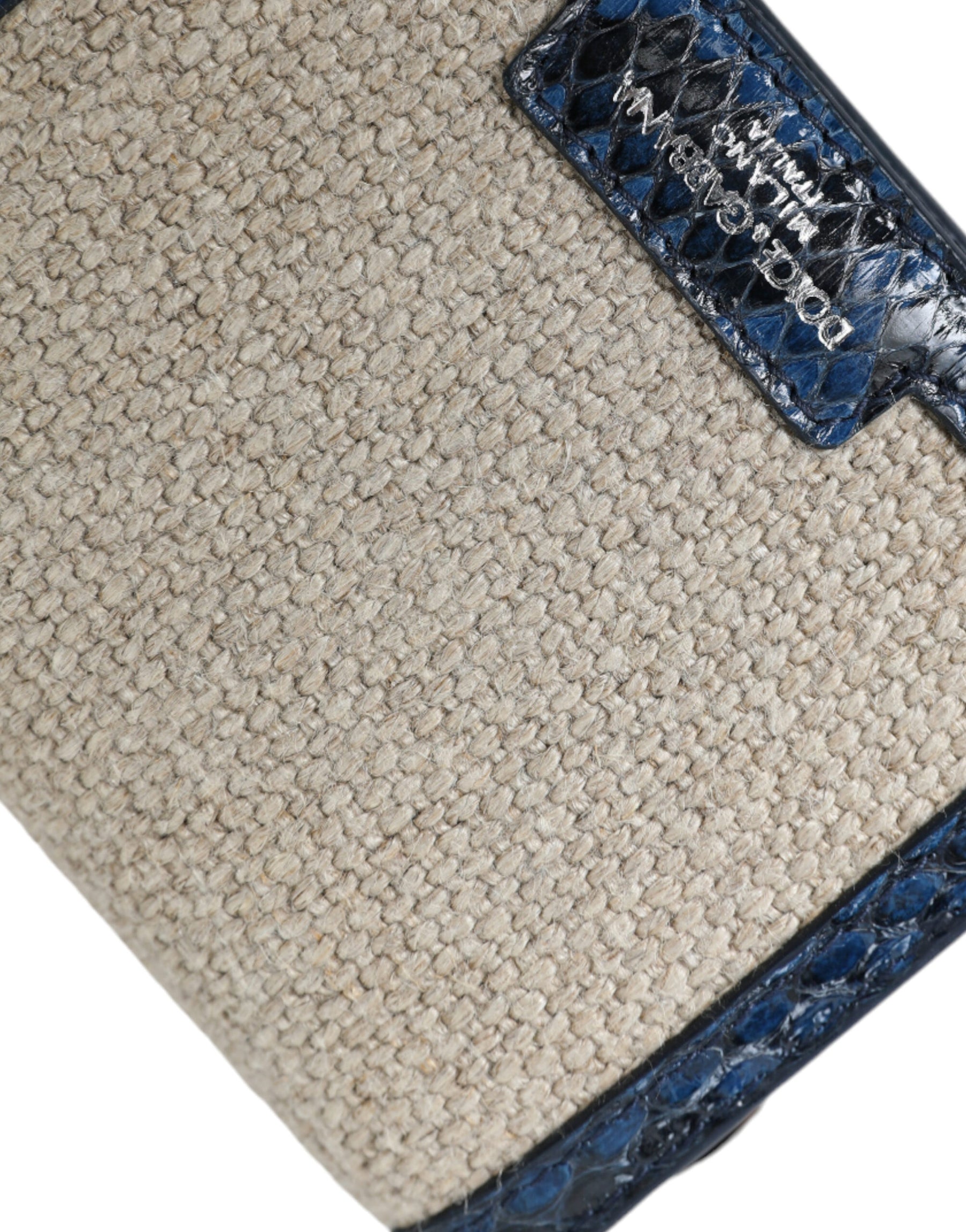 Dolce & Gabbana Beige Raffia Blue Leather Trim Mini Shoulder Purse Crossbody Bag | Regal Royce