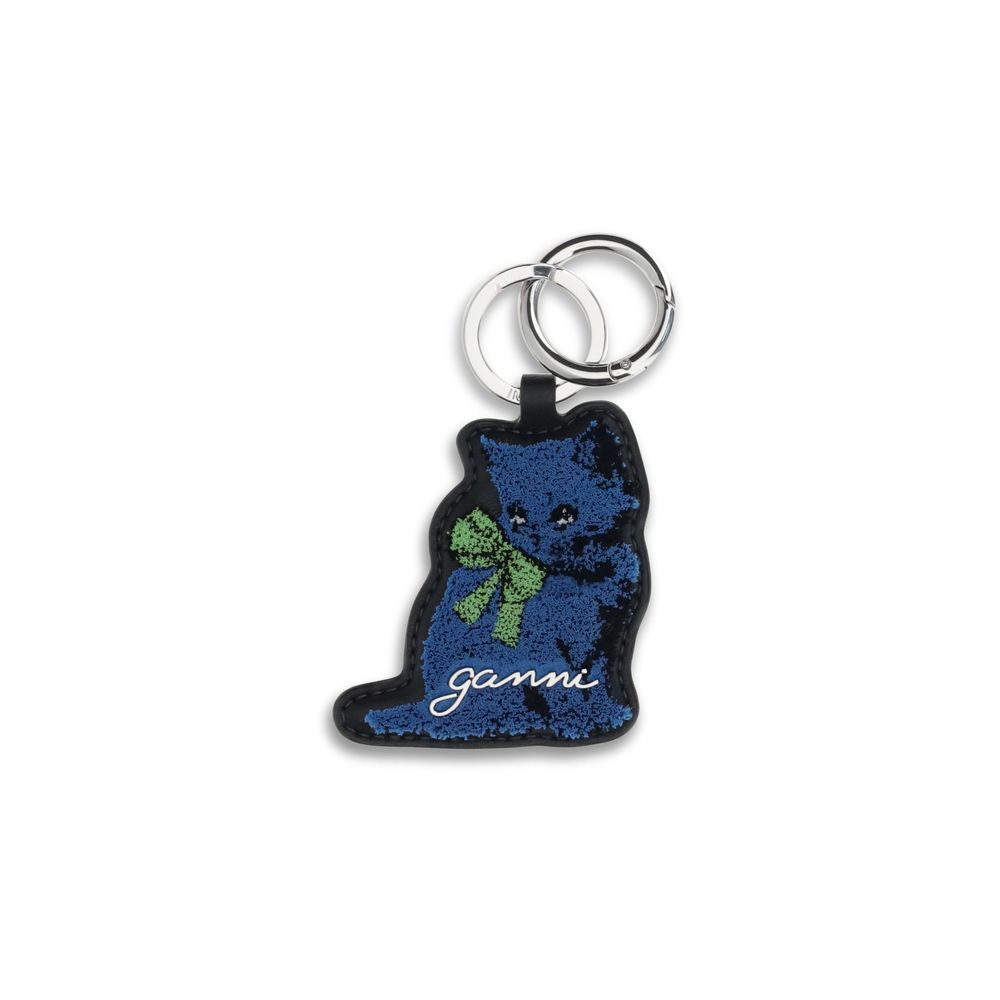 Ganni Blue Recycled Leather Keychain | Regal Royce