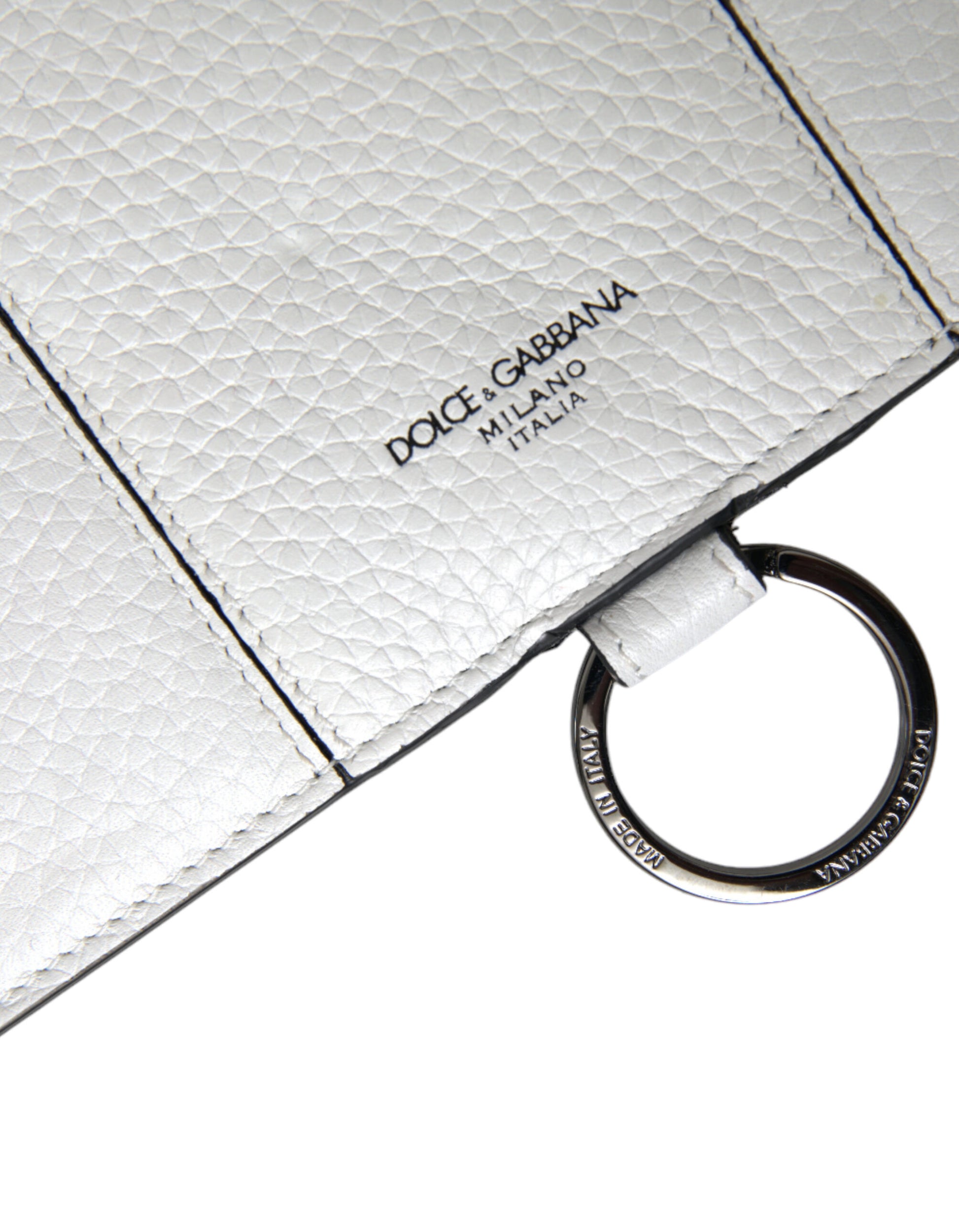 Dolce & Gabbana White Calfskin Leather Large Crossbody Card Holder Wallet