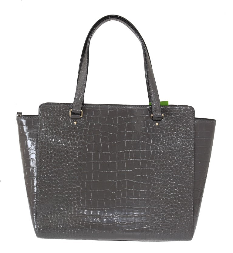 Kate Spade Grey Croc Embossed Leather Elissa Bristol Drive Tote Handbag Bag | Regal Royce