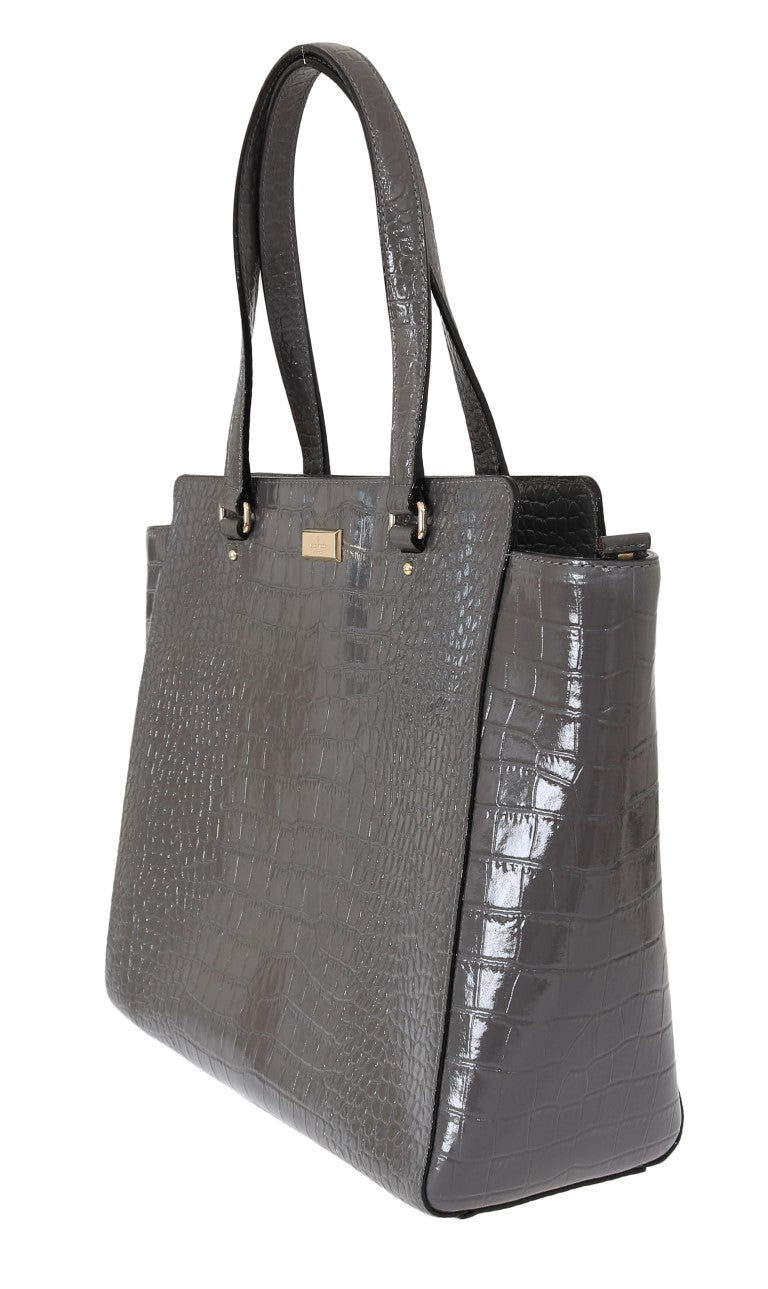 Kate Spade Grey Croc Embossed Leather Elissa Bristol Drive Tote Handbag Bag | Regal Royce